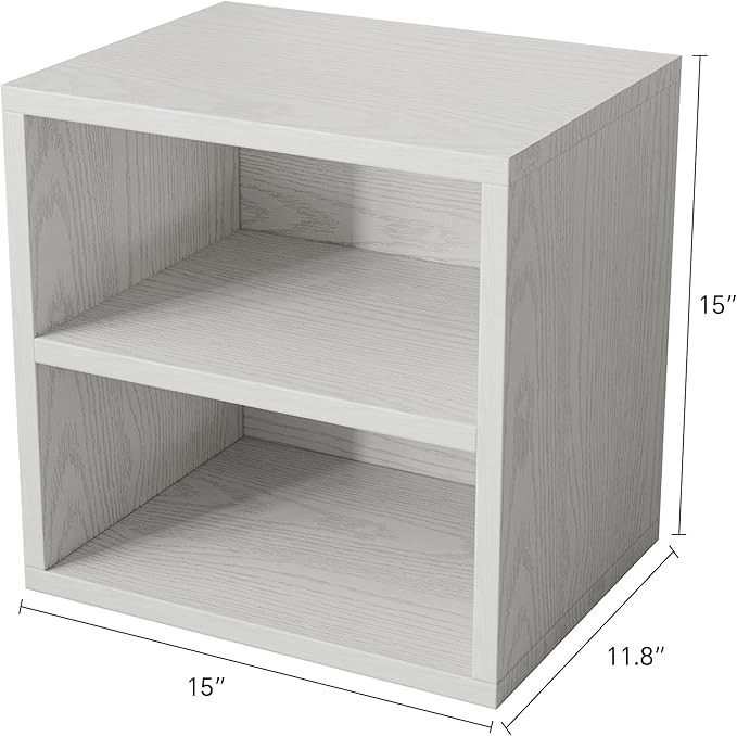 FUSUNBAO Magic DIY Cube Storage Organizer Stackable Cubes for Home Books Clothes Toy -Modular Cubby Storage System-Office Cubical-Bookcase Closet (Pure White-Washed, 1 Layer Cube)