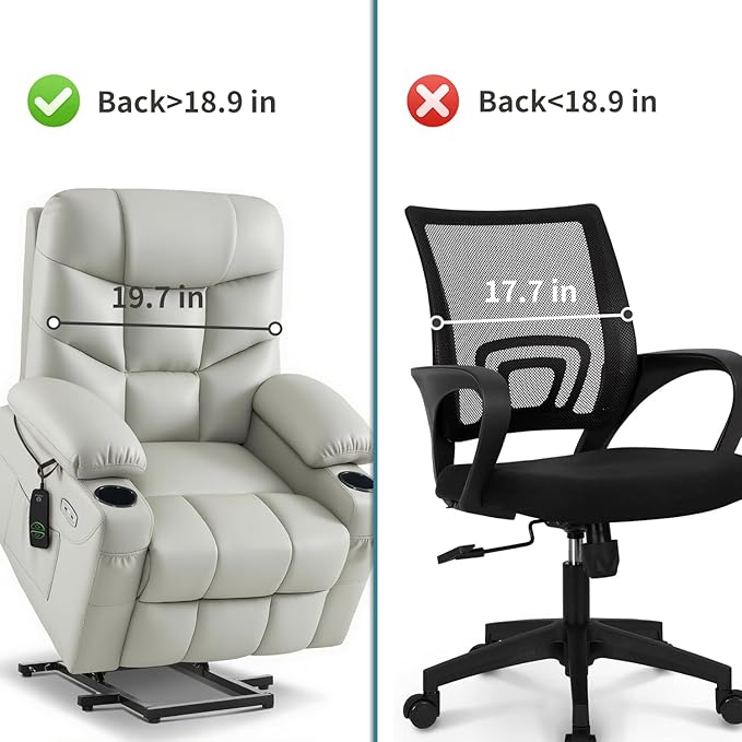Lumbar Support Pillow for Recliner Chair - 17"x15"x5" Ergonomic Back Cushion with Gel Memory Foam, Adjustable Straps & Washable Cover, Back Pain Relief for Office Car Seat (Light Grey)