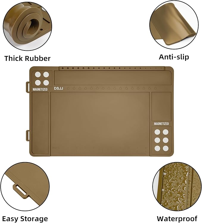 CKPART Gun Cleaning Mat, Premium Magnetic Pad With Organizer Parts Tray, Anti-Slip Rubberized Pistol Mat, Protective Workbench Mat for Gun Cleaning (16.5"x 10.43")