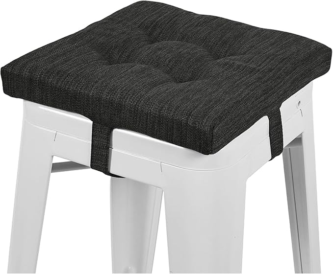 baibu 12 Inches Memory Foam Square Seat Cushion, Dual-Layer Design Bar Stool Square Seat Cushion with Ties - 1 Pads Only, Gray-Black (12'' (30CM))