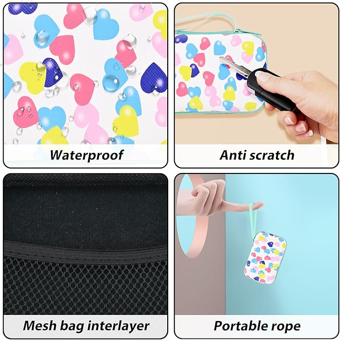 Phone Charger Case Storage Set with Cute Heart Cable Protector with Carrying Cable Case Bag,Cord Organizer, USB Earphone Wire Saver Organizer Charger Protector for iPhone (Colourful Heart)