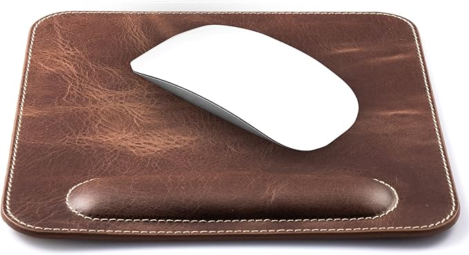 Londo Top Grain Leather Mouse Pad with Wrist Rest – Ergonomic Support, Non-Slip Base, Smooth Surface