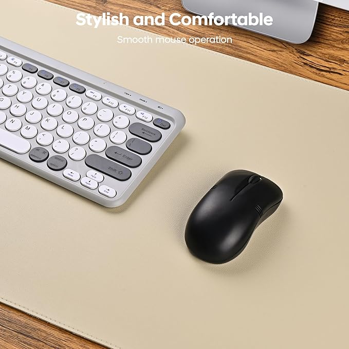 Leather Desk Pad Protector, Office Desk Mat, Large Mouse Pad, Non-Slip PU Leather Desk Blotter, Waterproof Computer Desk Writing Pad for Office and Home (Beige, 47.2" x 23.6")