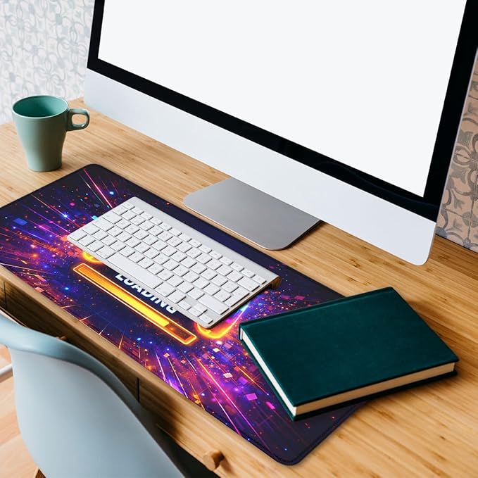 Gaming Controller Mouse Pad, Neon Loading Gaming Desk Mat with Stitched Edges,Non-Slip Waterproof Rubber Base Mouse Mat, 31.5x11.8in Mouse Pads for Desk Home Office Gaming