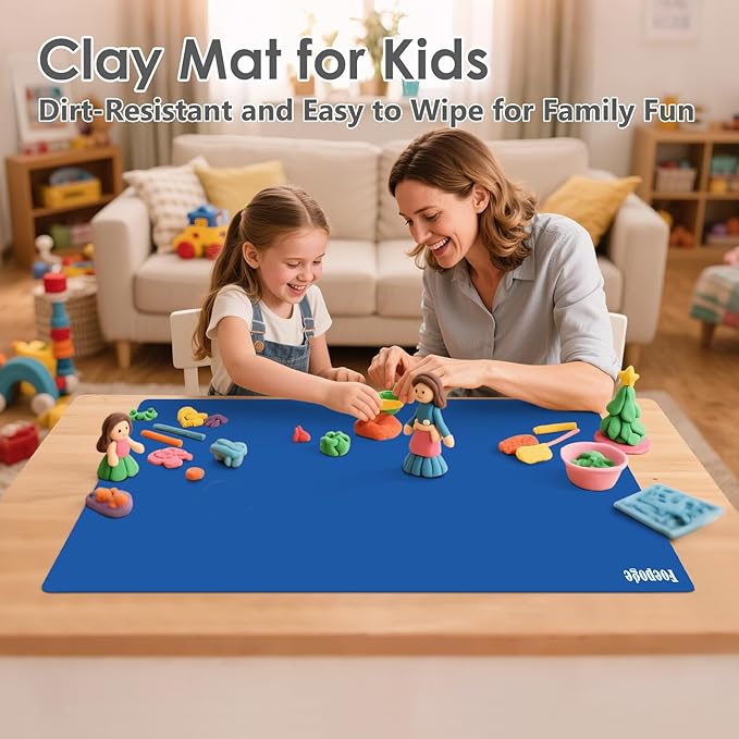 36.2" x 24" Extra Large Silicone Mat for Epoxy Resin, Nonstick Silicon Mats for Crafts Jewelry Casting, Non-Slip Kitchen Table Placemats for Countertop Protector Heat Resistant by Foepoge, Dark Blue
