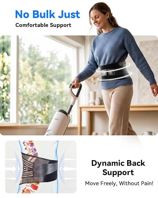 Ultra Breathable Back Brace for Lower Back Pain Relief,[Medical Grade & Copper Infused] Lumbar Support Belt with Bionic Support System, Adjustable Back Support Brace for Sciatica,Herniated Disc,Men&Women(S)