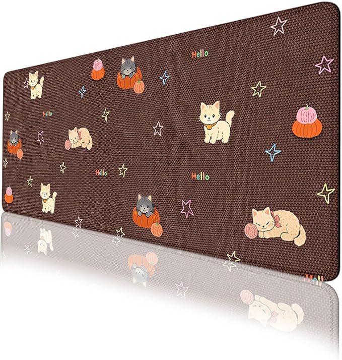 Cute Cat Gaming Mouse Pad Pumpkin Kawaii XL Mouse Pad Large Mousepad Extended Laptop Keyboard Mat Gaming Desk Pad Mouse Mat Office Computer Keyboard Laptop 31.5"x11.8"