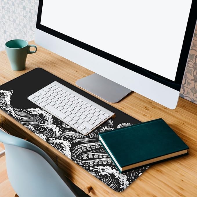 Dark Ocean Gaming Mouse Pad Kraken Wave Art Mousepad XL Large Gaming Mouse Pad Laptop Keyboard Mat Desk Pad Office Computer Keyboard Laptop 31.5"x11.8"