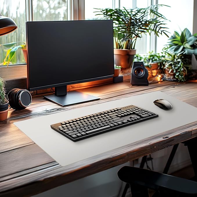 CounterArt Large Light Grey Waterproof Desk Protector 32” x 16” Made in The USA Desk Mat Office Mat Large Mouse Pad