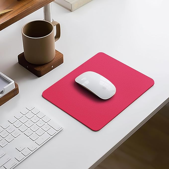 Leather Desk pad Protector, Office Mat, Large Mouse Mat, Non-Slip PU Leather Blotter, Laptop Desk Pad,Waterproof Laptop Computer Desk Keyboard Mat for Office/Work/Home/Decor (Rose, 11in*8in)