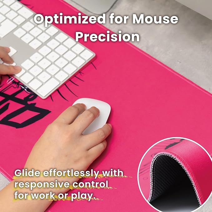 BELLEMOND Japanese Art Desk Mat | Large 31.5x11.8in Anime Mouse Pad for Keyboard & Mouse | Non-Slip Base, Water-Repellent | Original Japanese Design | Crying Girl - Tears of Pink Emotion