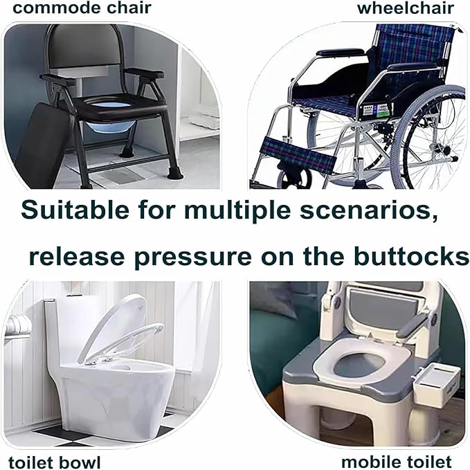 TourKing Bedside Commode Cushion, Square Shape with Center Opening, Gray Paisley Patterne, Fits Commode, Wheelchair & Toilet | Non-Slip, Comfortable for Bedridden & Disabled