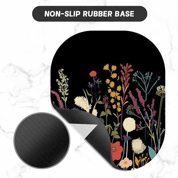 Small Mouse Pad, 6 x 7 Inch, Oval Mini Mouse Pad with Non-Slip Rubber Base for Laptop Wireless Mouse Keyboard Tray Mousepad, Beautiful Flowers and Plants