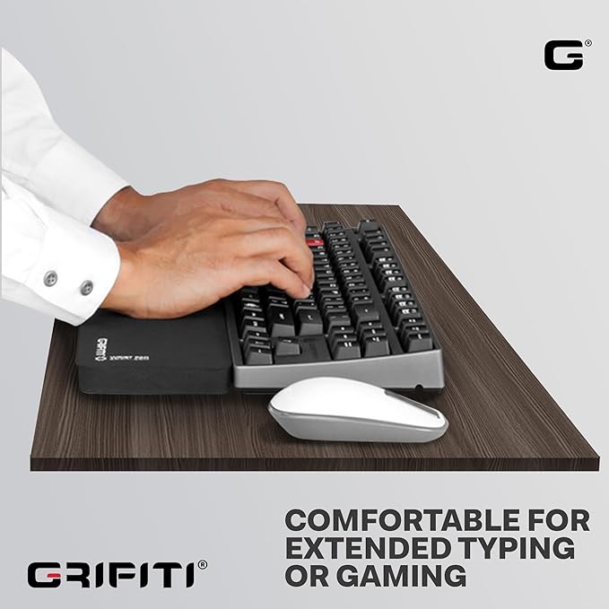 GRIFITI Fat Wrist Pad 17" x 2.75" x 0.75" Inches Wrists Rest for Standard Computer Keyboards Ergonomic Hand Pads Support Full Length Carpal Tunnel Resting Keyboard Rests Typing & Gaming Accessories