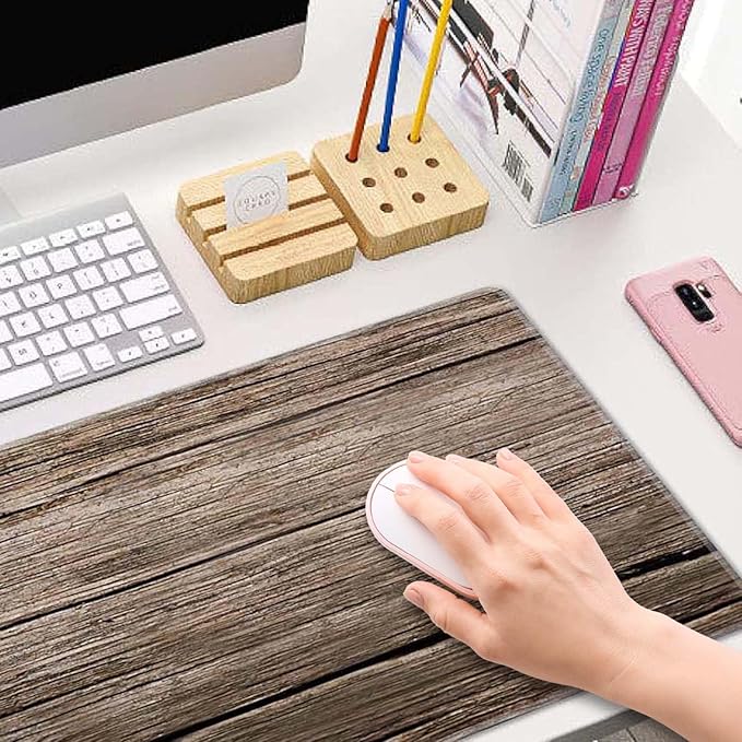Old Wood Desk Mat Mouse Pad XL Extended Large Gaming Desk Pad Mousepad, Wood Computer Laptop Keyboard and Mouse Mat, Desktop Protector Mat for Women Men Office 31.5x11.8 in
