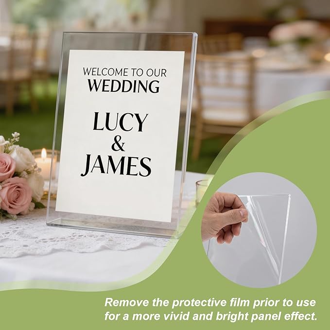 Acrylic Sign Stand Holder - 8.5x11 Inches Plastic Acrylic Literature Holders, 12 Pack Sign Holders Suit for Flyer, Magazine, Pamphlet, Booklet Display