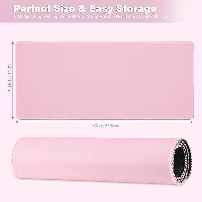 Large Gaming Mouse Pad with Stitched Edges,[27.5x11.8In] Extended Mouse Pad with Non-Slip Natural Rubber Base for Gamer/Desktop/Office/Home (70x30 Pinkus)