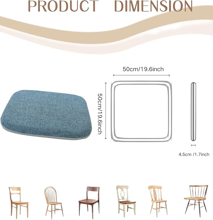 High Resilience Memory Foam Chair Cushion 19"x19"x2" Set of 2 Square Chair Pads and Washable Cover Non Slip Seat Cushions for Indoor Dining Room Kitchen and Office Chairs (Green,19"x19")