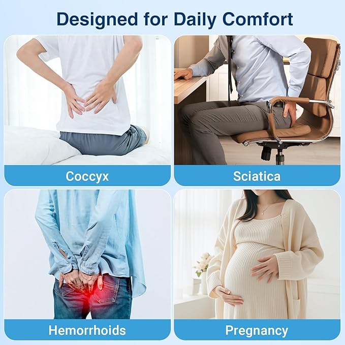CushZone Donut Pillow for Postpartum Pregnancy - Large Ergonomic Chair Seat Cushions, Office Chair Cushion, Breathable Hemorrhoid Pillow, Lifting Chair Pads for Sitting, After Surgery(Grey, XL)