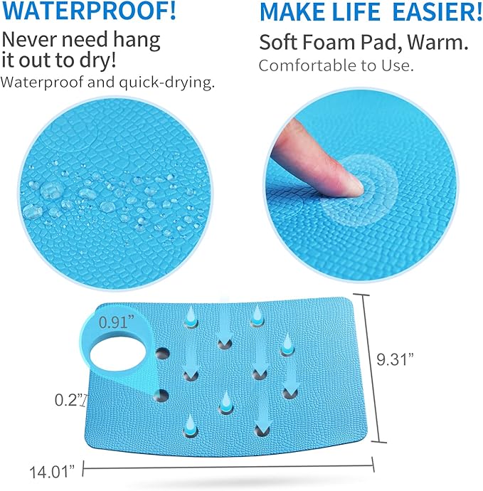 Non Slip Mat for Shower Stool, Shower Chair Pad with Adhesive Backing, Waterproof Quick Dry Cushion Anti Skid Uneven Patterns, Cover Shower Bench, Bath Chair, Bathroom Bathtub Shower Seating Mat
