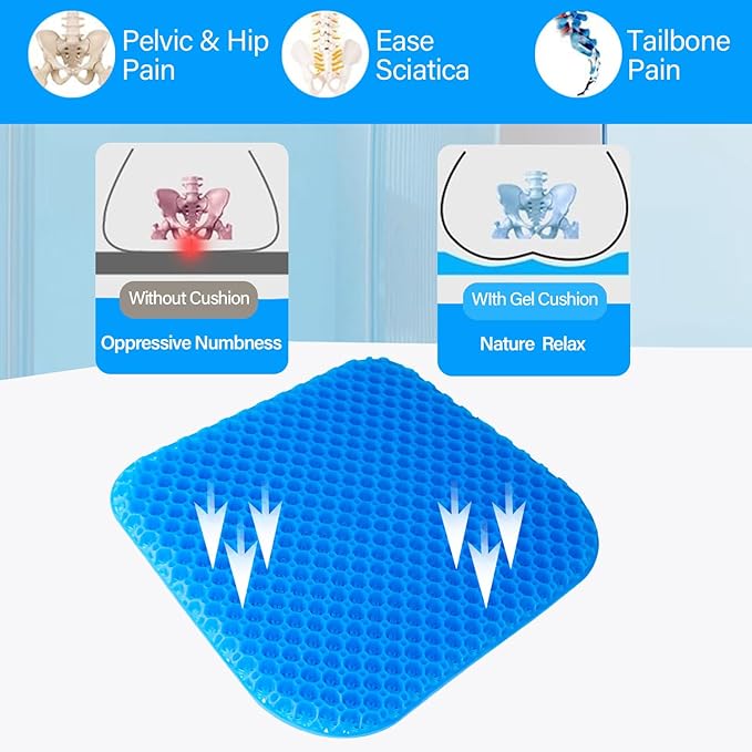 EVEME Large Anti-Slip Kayak Seat Cushion-18 x 17 inches - Waterproof Thicken Gel Boat Kayak Canoe Rowing Stadium Pad for Sit in Kayak Chair Lifetime Kayak Accessories Equipment Gear for Fishing Kayak
