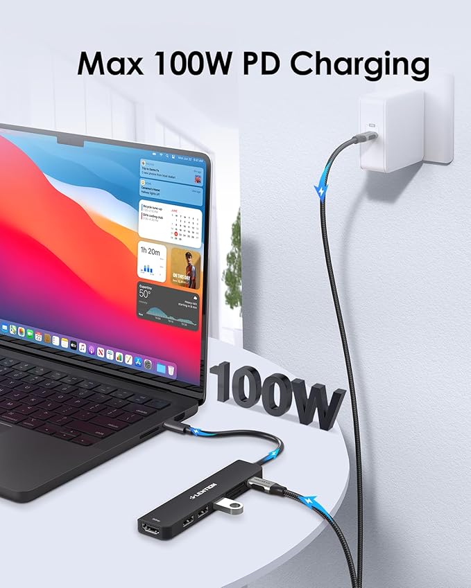 LENTION USB C Hub with 100W Charging, 4K HDMI, Dual Card Reader, USB 3.0 & 2.0 Compatible MacBook Pro, New Mac Air/Surface, Chromebook, More, Stable Driver Adapter (CB-CE18.Black)