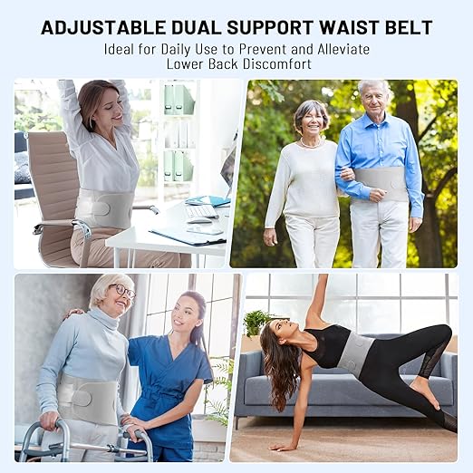 Adjustable Back Brace-Size M(Belly 29.5-37.4 in),360° Support with 4 Steel Stays and Removable Triangle Pad,Ideal for Office and Active Use for Men and Women.