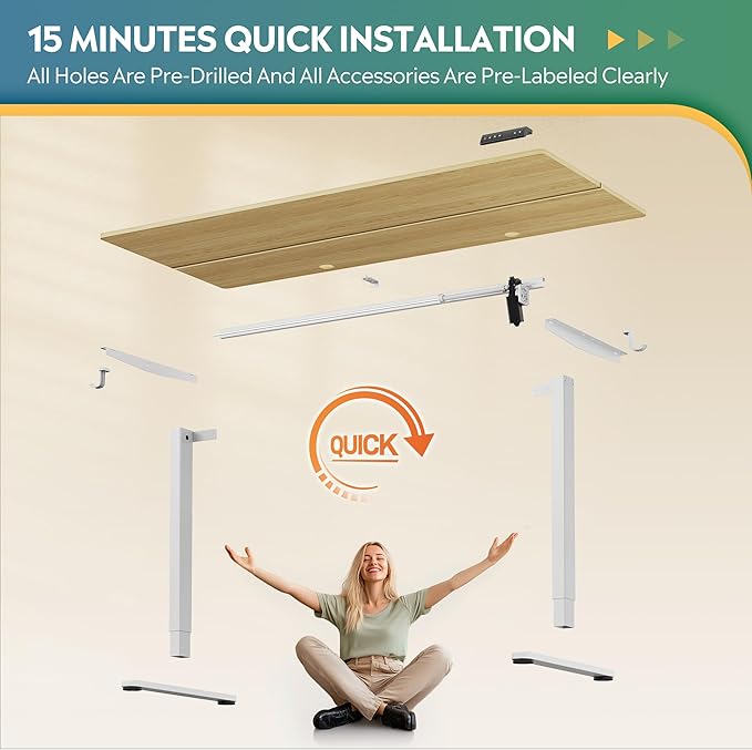 DEVAISE 63 Inch Electric Standing Desk, 3 Adjustable Computer Desk for Home Office, Ergonomic Sit to Stand Desk with LED Touchscreen，Headphone Hook, 3 Memory Preset, with Split Top, Maple