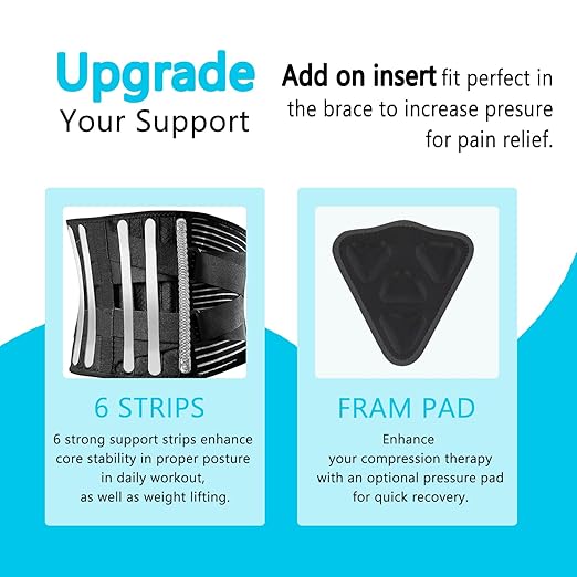 Back Brace for Lower Back Pain Relief Women & Man From Sciatica, Herniated Disc, Scoliosis, Breathable Back Support Belt With 4X Alternative Strips and Lumbar Pad for Home & Lifting at Work (Medium)