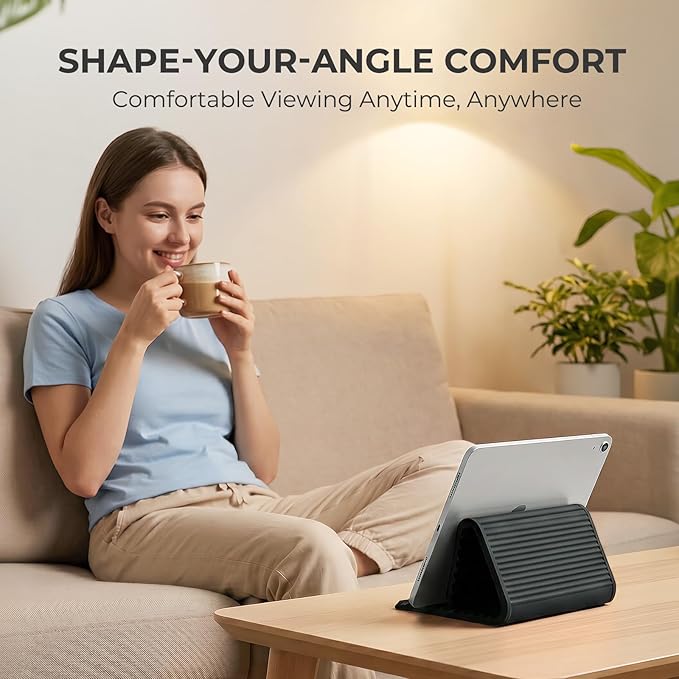SEANCHEER 2026 Portable Foldable Phone Stand,Flexible Silicone Aluminum Phone Holder, Hands Free Adjustable,Anti-Slip&Scratch Cellphone Desk Travel Stands for iPhone,Tablet,Laptop
