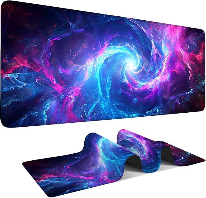 Large Mouse Pad, Cosmic Swirl Desk Mat, Extended Gaming Mouse Pad with Non-Slip Rubber Base, Thick 3mm Smooth Surface Keyboard Mat for Office & Home,35.5 x 15.8 in