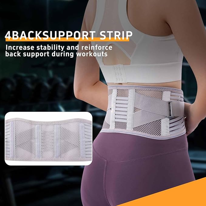 Lower Back Brace for Men and Women, Adjustable Lumbar Support Belt with Breathable Lightweight Design