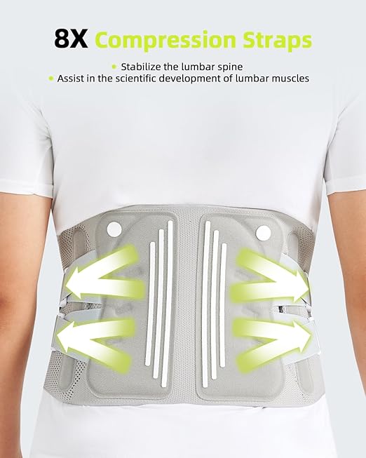 Back Brace for Lower Back Pain Women and Men with 3D Support Plate: Adjustable Lumbar Support Belt with 4 Stays & Support Straps & Ultra-thin Mesh for Under Clothes Sciatica, Scoliosis, Herniated Disc