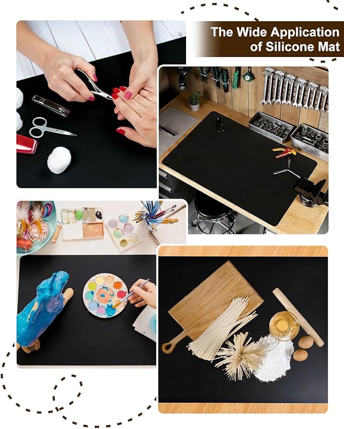 Silicone Crafting Mat for Artists, 32"x24"x1.2mm Large Nonstick Art Sheet for Resin Craft, Jewelry Casting, Acrylic Painting, Clay Work, Heat Resistant Desk Protector and Placemat | Black