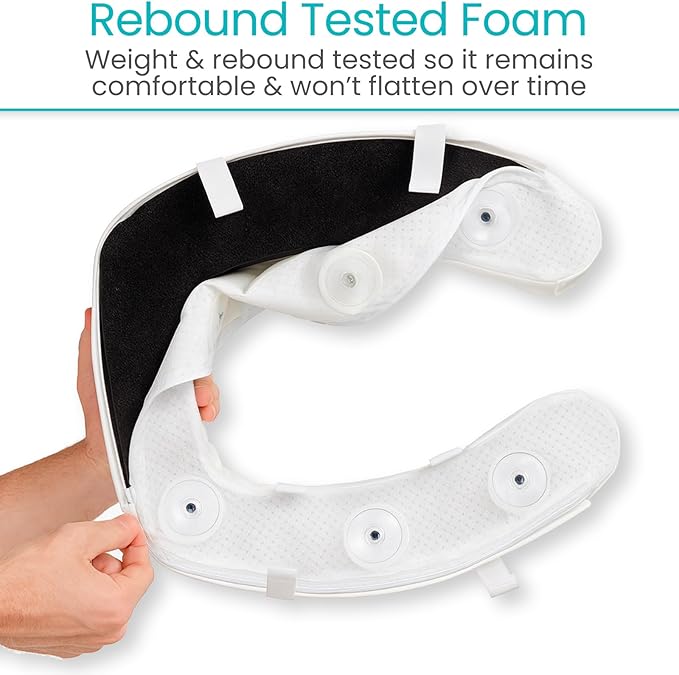 Vive Toilet Seat Cushion (Soft Cushioned Foam) - Easy Clean, Padded Bathroom Attachment - Elongated, Standard Seats - Comfort & Support Donut for Handicap Adults