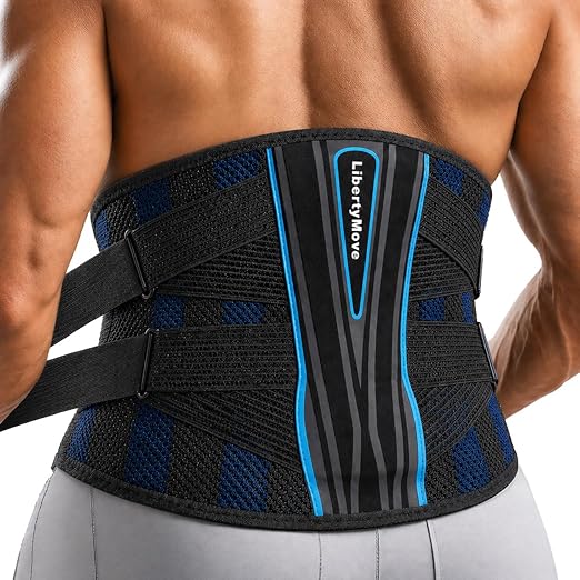 Modern Back Brace for Lower Back Pain Relief, 9" Wide Lumbar Support Belt for Men and Women with Removable Aluminum Panel, 3D Knitted Mesh Back Support Brace with Dual Compression Straps for Work, Lifting, Driving & Daily Wear