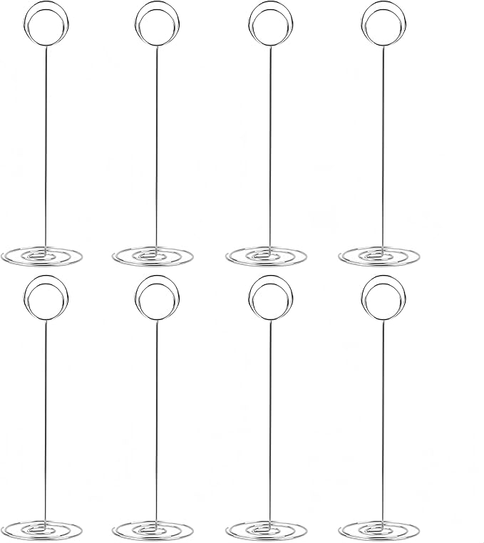 Radezon 20 Pack 8.75 inch Tall Table Number Holders Place Card Holder Table Picture Holder Wire Photo Holder Clips Picture Memo Note Photo Stand (Silver)