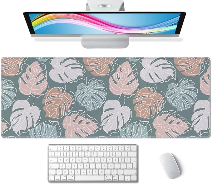 Desk Mat, Large Mouse Pad, 31.5" x 11.8" XL Extended Gaming Mousepad, Desktop Decor Desk Pad, Cute Men Women Office Supplies and Accessories, XL Mouse Pad for Laptop & Keyboard, Palm Leaf