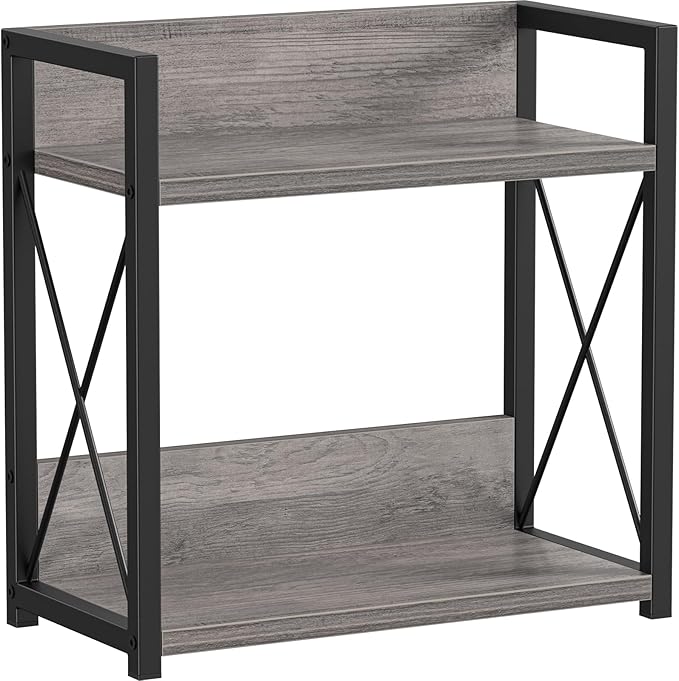 Giikin Coffee Bar Accessories, 2 Tier Spice Rack for Counter, Gray Kitchen Countertop Organizer (Grey, L)