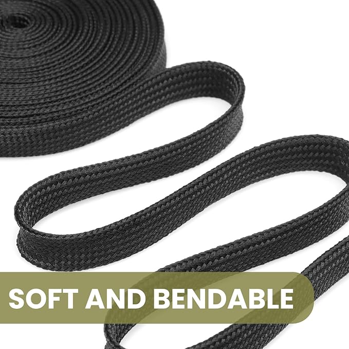 1.77" Nylon Braided Cable Sleeve Hydraulic Hose Protector, Tig Torch Protective Hose Sleeve Hydraulic Wrap Sleeve Management Wrap for Cord Tig Welding Audio Video Cable Management (Black, 10FT)