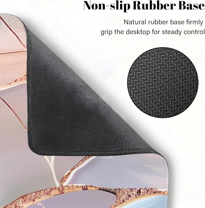 Large Mouse Pad Shell Pink Marble Non-Slip Rubber Long Gaming Desk Mat Big Computer Keyboard Mousepad Waterproof Protector Wristing Pad for Gaming Office Home Decorative 31.5 X 11.8 Inch