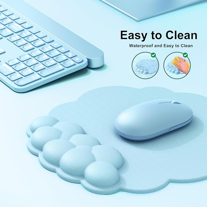 MOKURU Cloud Mouse Pad with Wrist Rest, Cloud Keyboard Wrist Rest, Mouse Pad Wrist Support, Ergonomic Cloud Keyboard Mouse Wrist Support (Blue)