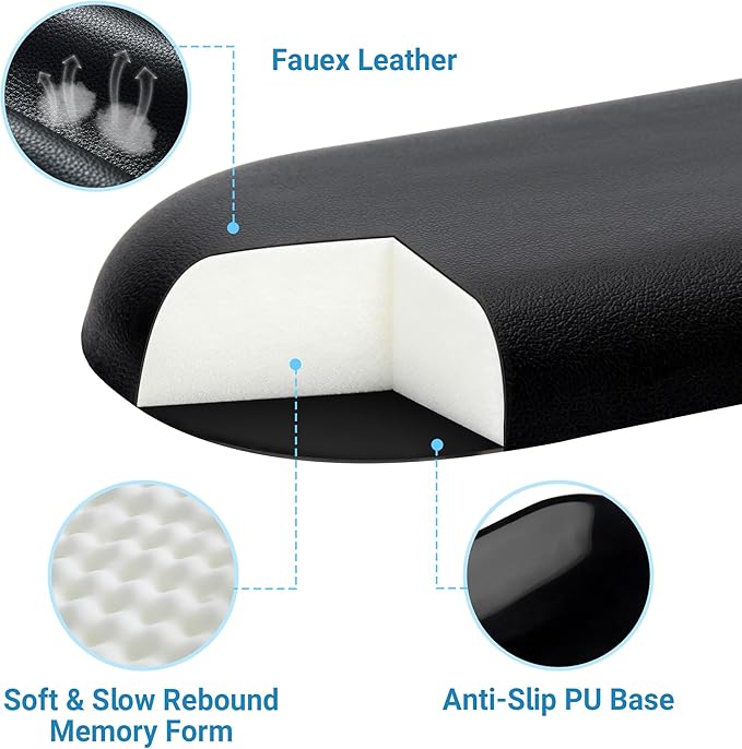 ASFSKY Keyboard Wrist Rest for Full-Size Mechanical Keyboards, 17-Inch Ergonomic Memory Foam Wrist Support with PU Leather Surface, Easy to Clean for Office, Gaming & Coding (Classic Black)