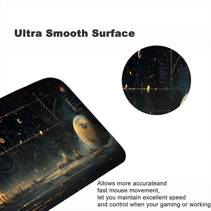 Celestial Map Desk Pad Mouse Pad Space Satellite Future Earth Surreal Mousepad XL Large Gaming Mouse Pad Laptop Keyboard Mat Desk Pad 31.5"x11.8" Office Computer Keyboard Laptop Home