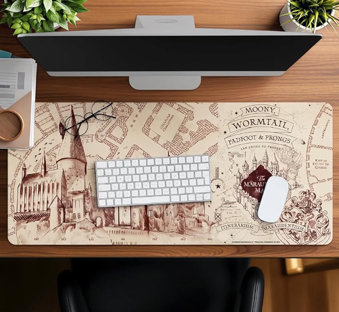 ConQuest Journals Harry Potter Marauder's Map Desk Mat, Oversized Gaming Desk Pad, Home Office, XXL Computer Mousepads, Waterproof Neoprene Fabric Surface, Non-Slip Rubber Backing, Officially Licensed
