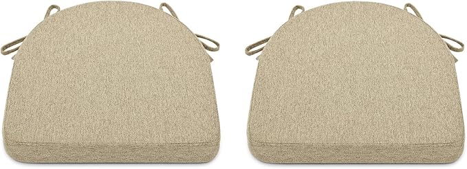 Shinnwa Dining Chair Cushions Set of 2, Non-Slip Kitchen Chair Cushions with Ties and Machine Washable Cover, 2 Pack, 17 x 16.5 x 2in, Natural Linen