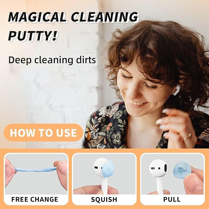 MOLOPPO Cleaning Putty, Phone Cleaning Kit with Clean Pen, Remove Ear Wax & Dirt & Gunk from Device's Small Crevices, for AirPod Cleaner Kit for Airpods Charging Case/Headphones/Electronics