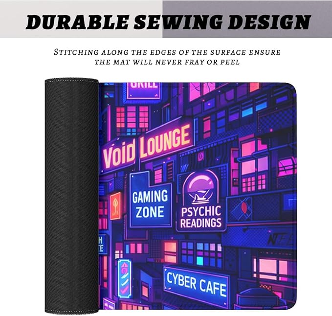 Cyber City Mouse Pad Neon Gaming Night Gaming Mouse Mat with Stitched Edges,Non-Slip Waterproof Rubber Base Mous Mat Office Computer Keyboard Laptop 31.5"x11.8"