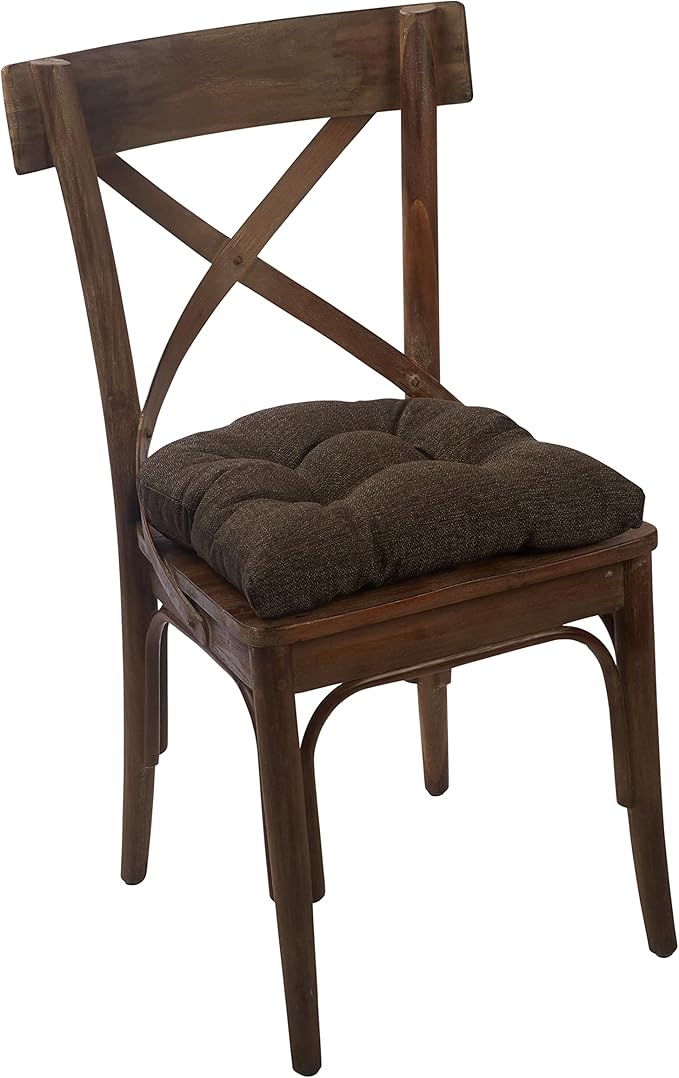 Klear Vu Gripper Overstuffed Universal Non-Slip Dining Chair Cushions for Kitchen Decor or Office Use, U-Shaped Skid-Proof Seat Pad, 15x15 Inches, 4 Count (Pack of 1), Solid Chestnut