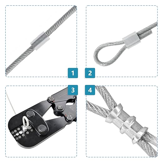 25Pcs Wire Rope Stop Sleeves, 1/4 Inch (6mm) Aluminum Crimping Loop Sleeve Round Cable Stop Sleeve for Wire Rope
